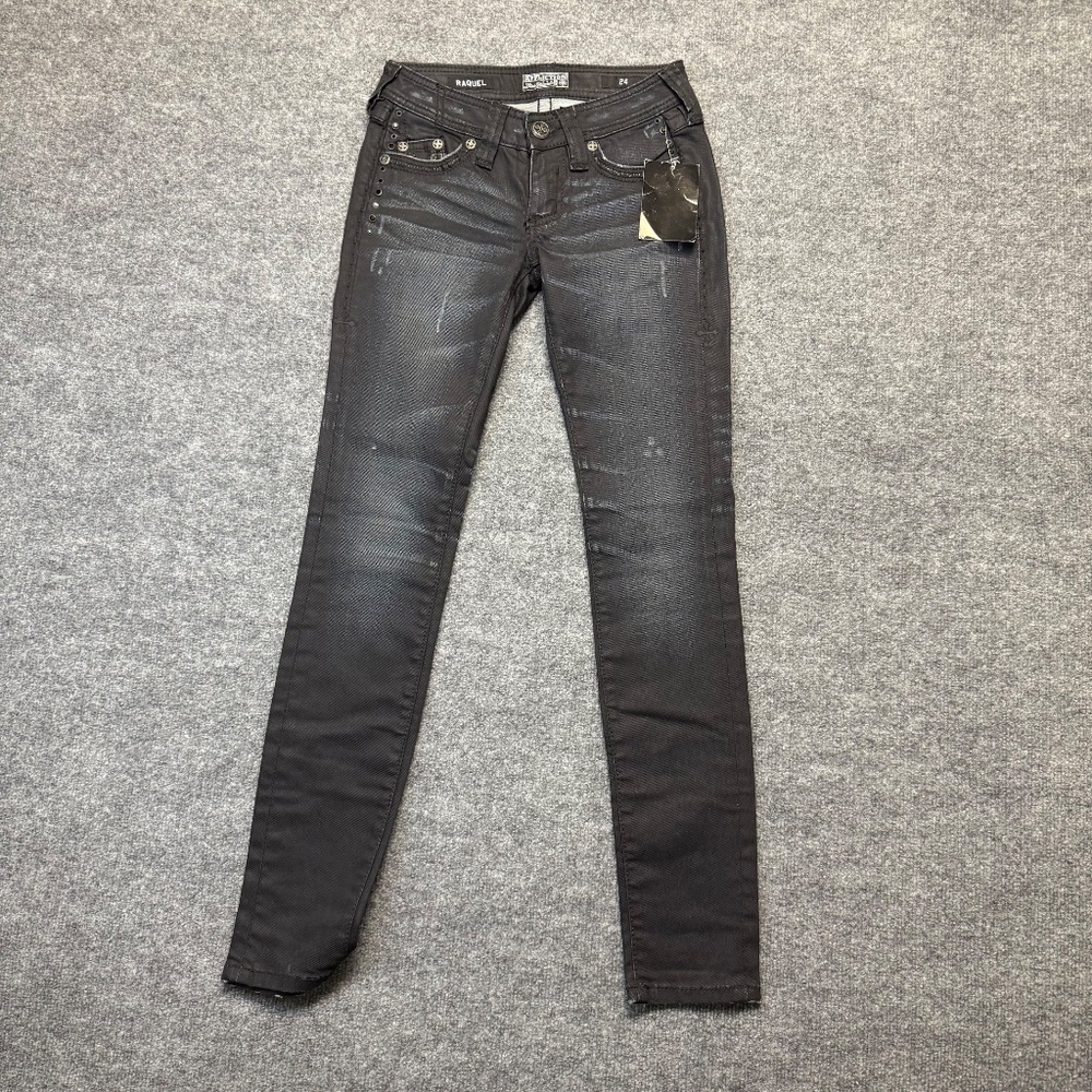 Affliction Denim Jeans Womans 24 RAQUEL Modern V Stones Journey‎ Black Label